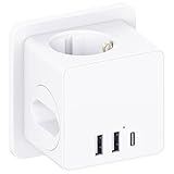 Steckdosenwürfel ohne Kabel mit USB C, Würfel Mehrfachsteckdose mit USB,4000W Cube Steckdosenleiste,Mehrfachstecker für Steckdose,Steckdosenadapter für Zuhause & Büro