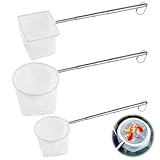 3 Stück Kleines Aquarium Fischnetz, Ausziehbar Fischernetz mit langem Griff, Garnelen, Fische & Babyfische Fangnetz für Aquarien & kleine Teiche