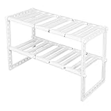NinGYiYan 2 Tier Waschbecken Rack Schrank Organizer Lagerung Teleskop Regal Küche Bad Halter Doppels chicht Effizient schön weiß
