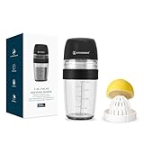 KITCHENDAO 2-in-1 Salatdressing-Shaker mit Saftpresse, Ausgießer, Auslaufsicher, weicher Griff,Spülmaschinenfest, BPA-frei, Dressingbehälter Salatdressing Shaker 250ml-Schwarz