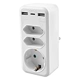 6 in 1 Mehrfachstecker Steckdosenadapter mit USB-C UltraSicher 4000W/16A 3 Fach Mehrfachsteckdose mit 3 USB Steckdose SteckdosenleisteVerteilersteckdose Steckdosen Ohne Kabel Outle USB Verteiler