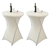 Xafrstyu 2er Set Stretch Stehtisch Husse, Verstärkung im Fußbereich, rutschfest & Bügelfreie Husse für Stehtisch & Bistrotisch Als Tisch-Überzug, Waschbar, Pflegeleicht & Langlebig (Beige,XL80*110)