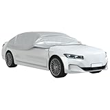 vidaXL Autoabdeckung, Halbgarage mit Gummibändern Haken, Abdeckplane für Fahrzeug, Autogarage Autoplane Schutzhülle, Silbern M PEVA