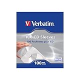 Verbatim CD Umschläge, 100 Stück, CD Hüllen, Hüllen für CD Rohlinge, Schutz vor Staub & Schmutz, CD Schutzhüllen mit Sichtfenster, verschließbare Papierhüllen für CD & DVD & Blu-Ray