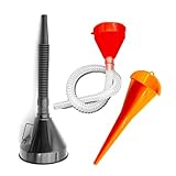 3 Stück Trichter Mit Schlauch, Trichter öL Set, Trichtern Groß Mit Abnehmbarem Auslauf und Langen Trichtern, Universal Auto öltrichter für öLwechsel, Auto, Werkstatt und Haushalt