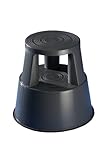 WEDO Rollhocker STEP aus bruchfestem Kunststoff - rollbarer Elefantenfuß Tritthocker, TÜV GS-geprüft, Made in Germany, rutschfest - Höhe ca. 43 cm, Tragkraft 150 kg, Farbe Grau