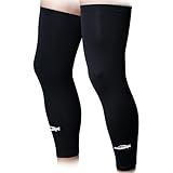 COOLOMG Beinlinge Knielinge Kompression Kniewärmer Radsport Basketball Fußball UV Sonnenschutz Anti Rutschen für Herren Damen Kinder Jugend Schwarz M (1 Paar)