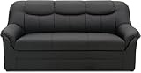DOMO. collection Sofa Berlin, Leder, klassisches 3er Sofa, Polstergarnitur mit weichem Kunstleder und hochwertigem Federkern, 3 Sitzer 178 x 90 x 89 cm (BxTxH), schwarz