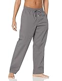 Amazon Essentials Gewebte Pyjamahose für Herren, gerader Schnitt, mit Taschen, Grau, S