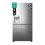 Hisense RS818N4IIE1 Amerikanischer Kühlschrank Side by Side, Class E, 632 l, H 179 cm x B 91 cm, Farbe Inox, Multi Air Flow, Schnelles Gefrieren, Wasser- und Eisspender, Inverter-Technologie