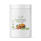 NatVita Bio Kurkuma Pulver 250 g – Fein Gemahlene Kurkumawurzel, Aromatisch Kurkumapulver als Gewürz und Farbstoff für Currys, Reis & Goldene Milch