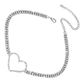 TOVINANNA Damen Halskette mit Strass Herz Schlüsselbeinkette Eleganter Halsschmuck für Besondere Anlässe für Valentinstag und Geburtstage