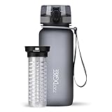 720°DGREE Trinkflasche 650ml “uberBottle“ softTouch +Früchtebehälter - BPA-Frei - Auslaufsichere Wasserflasche für Kinder, Schule, Uni, Sport, Outdoor, Fitness - Tritan Sportflasche - Leicht, Stoßfest