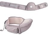 Hüftsitz Baby EXTRA 50mm weiche Polsterung 2x Taschen Hüfttrage 65-120cm VORTEILE 4 Positionen seitentrage (S M L XL) ergonomisch Taillen Hocker (Grau)