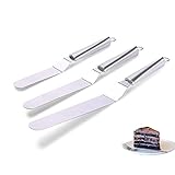Torten Streichmesser,Winkelpalette,Torten Glasurmesser,3PCS Streichpaletten für Torten Abgewinkelter Zuckergussspatel Edelstahl Tortenspatel Kuchen Dekorieren Werkzeuge (Stahlgriff)