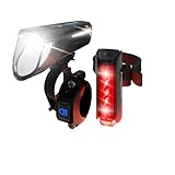 FISCHER Fahrrad LED-Akku Beleuchtungs-Set Twin Stop 100 Lux mit Fernlicht, mit Sensormodus, Lange Leuchtdauer, stabiles Aluminium-Gehäuse, schwarz, 1 Stück