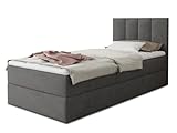 Boxspringbett Star Mini mit Bettkasten, Bonell-Matratze und Topper - Einzelbett mit Matratzentopper, Polsterbett, Bett, Schlafzimmer, Jugendzimmer (Dunkelgrau (Kronos 22), 120 x 200 cm)