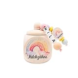Zahndose Milchzähne Mädchen REGENBOGEN Milchzahndose personalisiert mit Namen aus Holz Zahnbox als Geschenk der Zahnfee