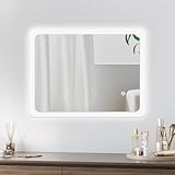 Youyijia LED Badspiegel mit Beleuchtung, 40x60cm Wandspiegel Mit Touch Schalter, Dimmbar, 3 Lichtfarbe Einstellbare