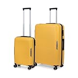 TravelZ Swinger Kofferset, yellow (gelb), 2 pcs set, Harte Reisekoffer mit Rollen und tsa Schloss