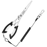 pullther Angelzange aus Edelstahl, Spitzzange zum Angeln, Hakenlöser Angeln, Angelzangen-Set mit Schlüsselband, Angelschere, Rostfreies Angel Zubehör für Salzwasser und Süßwasser