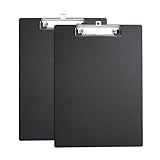 Klemmbrett A4, 2er Klemmbretter mit Gummierter Metalklemme, Zwischenablage Schreibblock für Büro, Studenten und Werkstatt - Schwarz