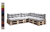 sunnypillow Palettenkissen 7er Set für Europaletten Indoor und Outdoor Palettenpolster Palettensofa Kissen mit schöner Steppung Auflage 120 x 80 viele Farben zur Auswahl Grau