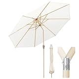 Sekey® 300 cm Sonnenschirm Marktschirm Gartenschirm Terrassenschirm Rund UV50+ (HolzMetall, Creme)