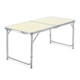 Toboli Campingtisch klappbar 120x60x70cm höhenverstellbar 54/61/70cm Klapptisch Aluminiumrahmen und Tischplatte aus MDF tragbarer Multifunktionstisch Buffettisch Camping Tisch Garten