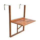 WUIIEN Balkontisch Hängetisch Balkonhängetisch Klappbar Klapptisch Balkon Tisch Holz