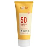 DERMA Sonnenlotion LSF 50 UVA-UVB für Gesicht und Körper | Nicht-fettend, Wasserfest | Feuchtigkeitsspendend Sonnenschutz mit Aloe Vera und Natürlichen Ölen | Parfümfrei für Empfindliche Haut | 100ml