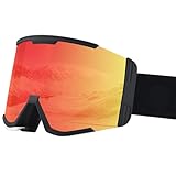 KPTENG Snowboard-Brille, UV-Schutz, Anti-Beschlag, breite Sicht, Skibrille für Herren und Damen, kratzfest, über Brille, Schneebrille