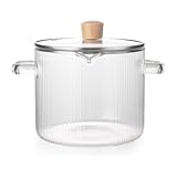 Wadakada Glaskochgeschirr-Simmertopf, Glaskochtopf mit Deckel - 1,8 L (60 Oz) Hitzebeständiger Kochtopf Aus Borosilikatglas für Den Herd