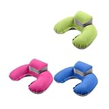 PERSELOSO U-förmiges Kissen Kopfkissen Aufblasbares Reisekissen Outdoor-Kissen Campingkissen Schlafkissen Rosy