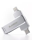BLANBOK+ MFi Zertifizierter USB C Stick für iPhone 15, 3 in 1 Memory Stick, Externer Speicher für Lightning/iPhone/iPad/Android Handy/Laptop/PC (Silber, 512, GB)