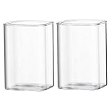 CLISPEED 2 Stück Klare Glasbecher Mikrowellengeeignetes Borosilikatglas Frühstücksbecher Milch und Saftglas Langlebig mit Feiner Textur für Zuhause Bar