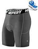 Nepest Herren Radhose mit 4D Polster – Fahrrad Unterhose MTB Bike Shorts mit Seitentaschen Grau/Grau,S