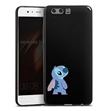 Slim Case extra dünn kompatibel mit Huawei P10 Plus Silikon Handyhülle schwarz Hülle Lilo & Stitch Fanartikel Disney