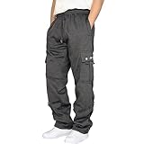 SRZYMJ Jogginghose Herren Winter Fleece Sweathose Trainingshose Sherpa Gefüttert Warme Sporthose Baumwolle Freizeithose mit Taschen Relaxing Hose mit Kordelzug Fahrradhose Herren Lang Winter GY2 3XL