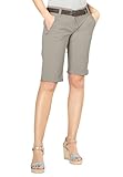 FRESH MADE Damen Bermuda-Shorts im Chino Style mit Gürtel Middle-Grey L