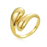 HEEYA Ring Gold Hypoallergen Ringe 18K Vergoldet Offen Verstellbare Ring Klobig Chunky Dick Daumenringe Wassertropfen Daumen Finger Umarmen Ringe Unisex Schmuck mit Geschenkbox
