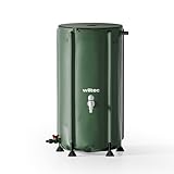 Wiltec Faltbare Regentonne 100 l mit Deckel, Regenfass aus 620 g/m² PVC, Regenwassertank mit Wasserhahn, Wasserspeicher Garten mit Schlauchanschluss