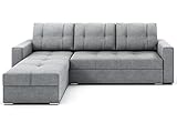 Grekpol- Ecksofa mit Schlaffunktion Couchgarnitur Eckcouch Sofa Sofagarnitur Bettsofa L-Form Couch Schlafsofa Stoff Lars - FARO (Grau (Lars 90), Universal)