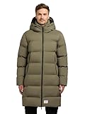 khujo Herren Lange Steppjacke Wintermantel mit Wasserdichten Reißverschlüssen und Kapuze Caius2-YM Light Moss Green Gr. M