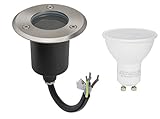 LED Bodeneinbaustrahler IP67 Edelstahl 2000KG Belastbar GU10 5Watt Warmweiß 230Volt Rostfrei Wasserdicht Bodenleuchte Gartenleuchte Gehwegbeleuchtung 1 Set Rund Außenleuchte Terrassenbeleuchtung