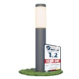 linovum BOSEA-A Sockelleuchte anthrazit mit 1x E27 Fassung - Pollerleuchte 50cm hoch - Outdoor Wegeleuchte aus Edelstahl IP44