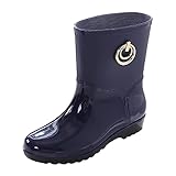 IQYU Sliders Damen Schuhe Heiße Damen Mid Tube Fashion Wasserdichte Stiefel Outdoor Regenstiefel Business Schuhe Damen 42 (Blue, 38)