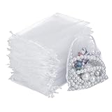 RosewineC 100 Stück Organzasäckchen Weiß 10x15 cm, Organzabeutel Geschenk Säckchen, Geschenkbeutel Organza, Schmuckbeutel, Hochzeit-Säckchen, Lavendelsäckchen-Säckchen, Hochzeitsbevorzugung