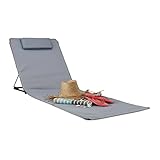 Relaxdays Strandmatte, gepolsterte Sonnenliege mit Kopfkissen, verstellbare inklusive Tragetasche Strandliege Deluxe XXL, Kunststoff,Metall, Grau, 72x49.5x35 cm