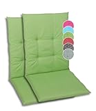 GO-DE Textil Bequeme und attraktive Polsterauflagen für Mittellehner-Gartenstühle (2er-Set, Uni grün, Mittellehner)